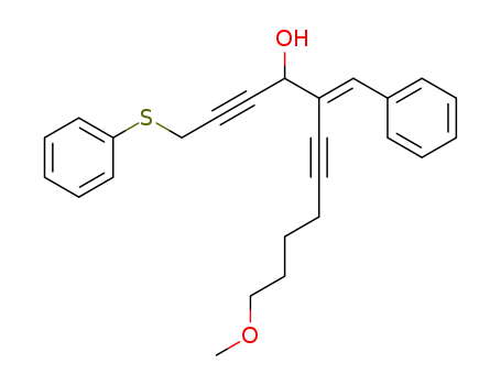 Molecular Structure of 184846-55-7 (2,6-Undecadiyn-4-ol, 11-methoxy-5-(phenylmethylene)-1-(phenylthio)-,
(5E)-)
