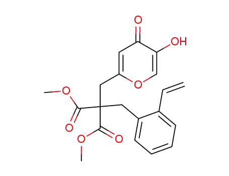 Molecular Structure of 87057-53-2 (Dimethyl <(5-hydroxy-4-oxo-4H-pyran-2-yl)methyl>-(2-ethenylbenzyl)propanedioate)