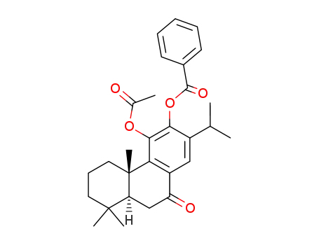 Molecular Structure of 62691-22-9 ((+)-11-acetoxy-12-benzoyloxy-8,11,13-abietatrien-7-one)