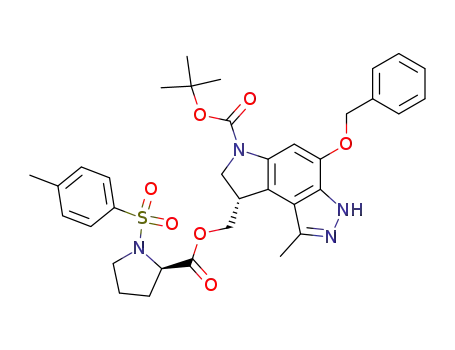 4-benzyloxy-1-methyl-8-[1-(toluene-4-sulfonyl)-pyrrolidine-2-carbonyloxymethyl]-7,8-dihydro-3<i>H</i>-pyrrolo[3,2-<i>e</i>]indazole-6-carboxylic acid <i>tert</i>-butyl ester