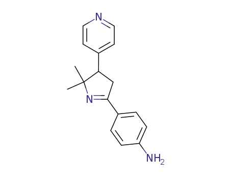 Molecular Structure of 61196-94-9 (Benzenamine,
4-[3,4-dihydro-2,2-dimethyl-3-(4-pyridinyl)-2H-pyrrol-5-yl]-)