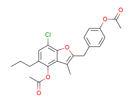 Molecular Structure of 102612-05-5 (2-<(4'-acetoxyphenyl)methyl>-3-methyl-4-acetoxy-5-propyl-7-chlorobenzofuran)