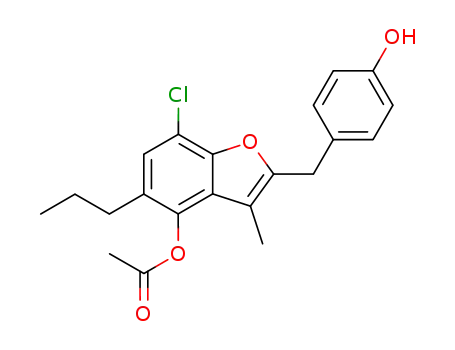Molecular Structure of 102612-39-5 (2-<(4'-hydroxyphenyl)methyl>-3-methyl-4-acetoxy-5-propyl-7-chlorobenzofuran)