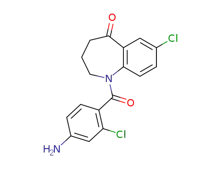 Molecular Structure of 137978-00-8 (1-(4-amino-2-chlorobenzoyl)-7-chloro-5-oxo-2,3,4,5-tetrahydro-1H-1-benzazepine)