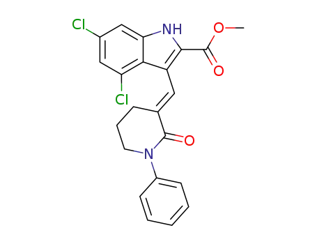 1H-Indole-2-carboxylic acid,
4,6-dichloro-3-[(2-oxo-1-phenyl-3-piperidinylidene)methyl]-, methyl
ester, (E)-