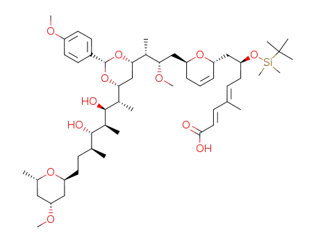 Molecular Structure of 158751-35-0 ((E,E,7S)-8-<(2R,6S)-6-<(2S,3R,4S,6R,7R,8R,9S,10S,11S)-2-methoxy-3,7,9,11-tetramethyl-8,10-dihydroxy-4,6-((R)-para-methoxybenzylidenedioxy)-13-((2S,4R,6S)-2-methyl-4-methoxytetrahydropyran-6-yl)-tridecan-1-yl>-5,6-dihydro-2H-pyran-2-yl>-7-tert-butyldi...)