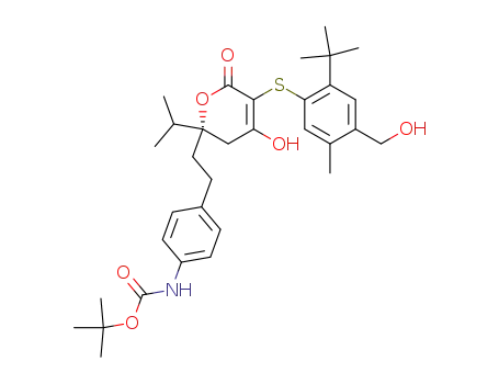 (S)-6-[2-(4-tert-butoxycarbonylaminophenyl)ethyl]-3-(2-tert-butyl-4-hydroxymethyl-5-methyl-phenylsulfanyl)-4-hydroxy-6-isopropyl-5,6-dihydro-pyran-2-one