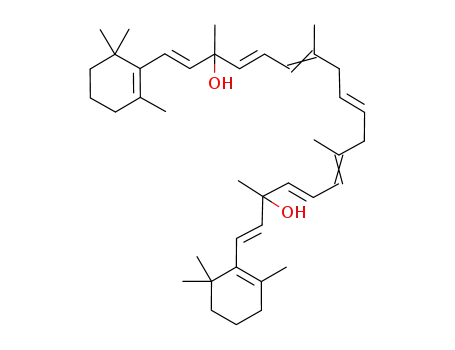 Molecular Structure of 160110-67-8 ((1E,4E,6E,9E,12E,14E,17E)-3,7,12,16-Tetramethyl-1,18-bis-(2,6,6-trimethyl-cyclohex-1-enyl)-octadeca-1,4,6,9,12,14,17-heptaene-3,16-diol)