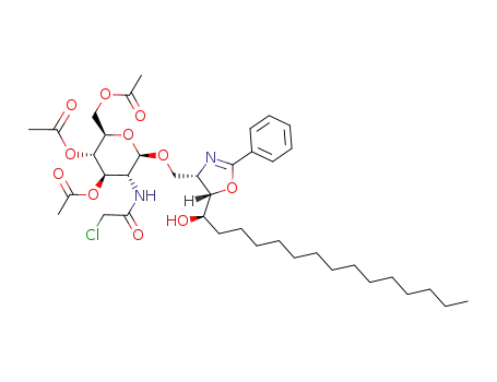 (1R,4'S,5'S)-1-<4'-(3'',4'',6''-tri-O-acetyl-2''-chloroacetamido-2''-deoxy-β-D-glucopyranosyl)oxymethyl-2'-phenyl-4',5'-dihydrooxazol-5'-yl>pentadecan-1-ol