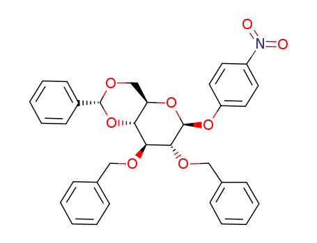 Molecular Structure of 118349-72-7 (p-nitrophenyl 2,3-di-O-benzyl-4,6-O-benzylidene-β-D-glucopyranoside)