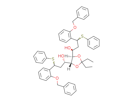 (S)-3-(2-Benzyloxy-phenyl)-1-{(4R,5R)-5-[(S)-3-(2-benzyloxy-phenyl)-1-hydroxy-3-phenylsulfanyl-propyl]-2,2-diethyl-[1,3]dioxolan-4-yl}-3-phenylsulfanyl-propan-1-ol
