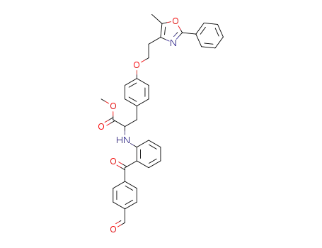 Molecular Structure of 196811-07-1 (2-<2-(4-formylbenzoyl)phenylamino>-3-<4-<2-(5-methyl-2-phenyloxazol-4-yl)ethoxy>phenyl>propionic acid methyl ester)