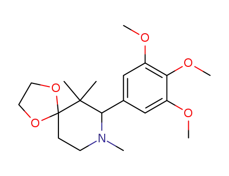 Molecular Structure of 81835-76-9 (1,4-Dioxa-8-azaspiro[4.5]decane,
6,6,8-trimethyl-7-(3,4,5-trimethoxyphenyl)-)