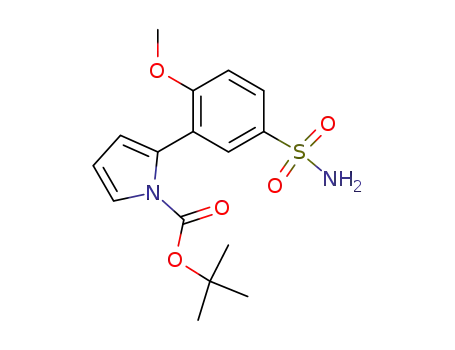 Molecular Structure of 215187-39-6 (2-(2-Methoxy-5-sulfamoyl-phenyl)-pyrrole-1-carboxylic acid tert-butyl ester)
