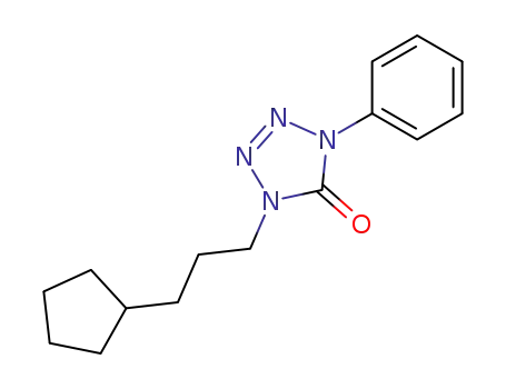 Molecular Structure of 182251-87-2 (5H-Tetrazol-5-one, 1-(3-cyclopentylpropyl)-1,4-dihydro-4-phenyl-)