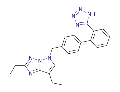 Molecular Structure of 151406-07-4 (5H-Pyrazolo[1,5-b][1,2,4]triazole,
2,7-diethyl-5-[[2'-(1H-tetrazol-5-yl)[1,1'-biphenyl]-4-yl]methyl]-)