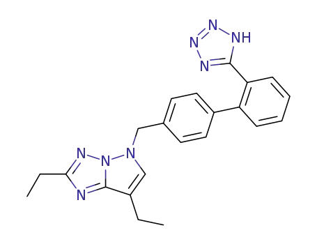 Molecular Structure of 151406-07-4 (5H-Pyrazolo[1,5-b][1,2,4]triazole,
2,7-diethyl-5-[[2'-(1H-tetrazol-5-yl)[1,1'-biphenyl]-4-yl]methyl]-)