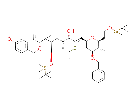 (Z)-(3S,4R,6R,8R)-1-{(2S,4S,5R,6S)-4-Benzyloxy-6-[2-(tert-butyl-dimethyl-silanyloxy)-ethyl]-5-methyl-tetrahydro-pyran-2-yl}-6-(tert-butyl-dimethyl-silanyloxy)-2-ethylsulfanyl-8-(4-methoxy-benzyloxy)-4,7,7-trimethyl-deca-1,9-dien-3-ol