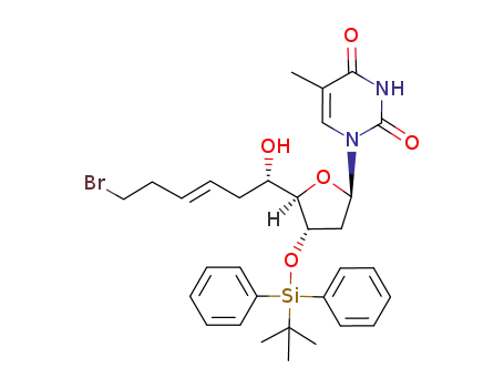 2,4(1H,3H)-Pyrimidinedione,
1-[(2R,4S,5R)-5-[(1S,3E)-6-bromo-1-hydroxy-3-hexenyl]-4-[[(1,1-dimeth
ylethyl)diphenylsilyl]oxy]tetrahydro-2-furanyl]-5-methyl-