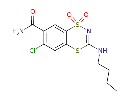 1,4,2-Benzodithiazine-7-carboxamide, 3-(butylamino)-6-chloro-,
1,1-dioxide