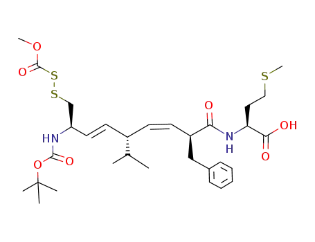 (2S,3Z,5S,6E,8R)-2-(phenylmethyl)-5-isopropyl-8-(tert-butyloxycarbonylamino)-9-(carbomethoxysulfenylthio)-2,6-nonadienyl methionine