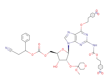 5'-O-[(2-cyano-1-phenylethoxy)carbonyl]-N<sup>2</sup>-{[2-(4-nitrophenyl)ethoxy]carbonyl}-O<sup>6</sup>-[2-(4-nitrophenyl)ethyl]-2'-O-(tetrahydro-4-methoxy-2H-pyran-4-yl)guanosine