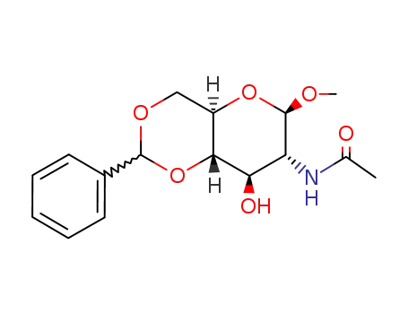 Molecular Structure of 10300-76-2 (Methyl2-acetamido-4,6-O-benzylidene-2-deoxy-b-D-glucopyranoside)