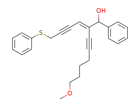 Molecular Structure of 184846-56-8 (Benzenemethanol,
a-[(1E)-7-methoxy-1-[4-(phenylthio)-2-butynylidene]-2-heptynyl]-)