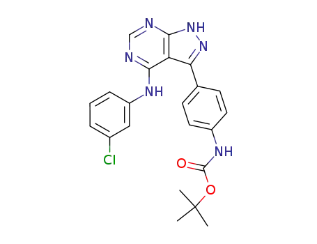 Molecular Structure of 183738-68-3 (Carbamic acid,
[4-[4-[(3-chlorophenyl)amino]-1H-pyrazolo[3,4-d]pyrimidin-3-yl]phenyl]-,
1,1-dimethylethyl ester)