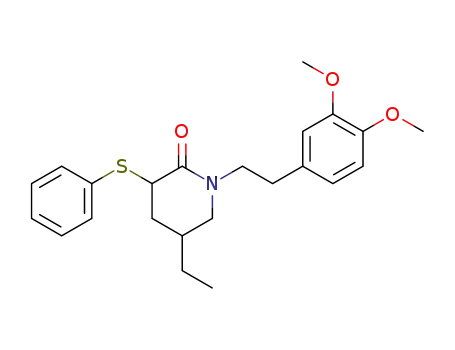 Molecular Structure of 78867-71-7 (2-Piperidinone, 1-[2-(3,4-dimethoxyphenyl)ethyl]-5-ethyl-3-(phenylthio)-)