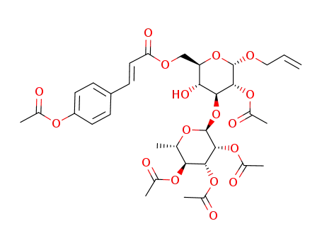 (E)-3-(4-Acetoxy-phenyl)-acrylic acid (2R,3R,4S,5R,6S)-5-acetoxy-6-allyloxy-3-hydroxy-4-((2S,3R,4R,5S,6S)-3,4,5-triacetoxy-6-methyl-tetrahydro-pyran-2-yloxy)-tetrahydro-pyran-2-ylmethyl ester