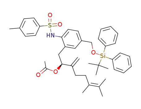Acetic acid (S)-1-[5-(tert-butyl-diphenyl-silanyloxymethyl)-2-(toluene-4-sulfonylamino)-benzyl]-5,6-dimethyl-2-methylene-hept-5-enyl ester