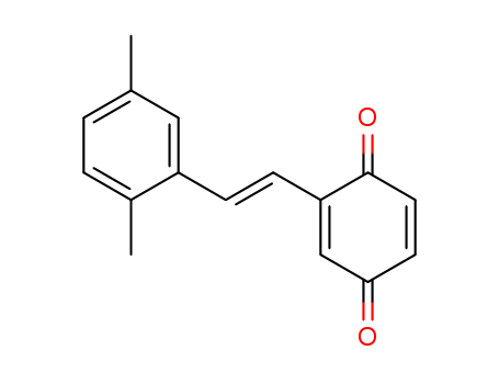 Molecular Structure of 178200-85-6 (2,5-Cyclohexadiene-1,4-dione, 2-[2-(2,5-dimethylphenyl)ethenyl]-, (E)-)