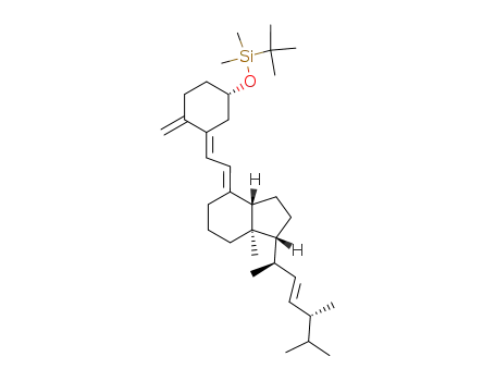Molecular Structure of 104846-63-1 (tert-butyl((E)-3-((E)-2-((1R,3aS,7aR)-1-((2R,5R,E)-5,6-diMethylhept-3-en-2-yl)-7a-Methyldihydro-1H-inden-4(2H,5H,6H,7H,7aH)-ylidene)ethylidene)-4-Methylenecyclohexyloxy)diMethylsilane)