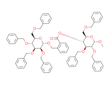 2-((2S,3S,4S,5R,6R)-3,4,5-Tris-benzyloxy-6-benzyloxymethyl-tetrahydro-pyran-2-yloxymethyl)-benzoic acid (2R,3R,4S,5R,6S)-4,5-bis-benzyloxy-2-benzyloxymethyl-6-methoxy-tetrahydro-pyran-3-yl ester