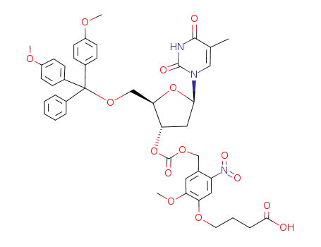4-{4-[(2R,3S,5R)-2-[Bis-(4-methoxy-phenyl)-phenyl-methoxymethyl]-5-(5-methyl-2,4-dioxo-3,4-dihydro-2H-pyrimidin-1-yl)-tetrahydro-furan-3-yloxycarbonyloxymethyl]-2-methoxy-5-nitro-phenoxy}-butyric acid