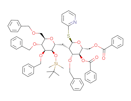 4,6-Di-O-benzoyl-3-O-benzyl-2-deoxy-2-C-(2-O-tert-butyldimethylsilyl-3,4,6-tri-O-benzyl-α-D-mannopyranosylmethyl)-D-mannopyranosyl 2-pyridylsulfide