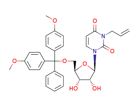 Molecular Structure of 144640-82-4 (Uridine, 5'-O-[bis(4-methoxyphenyl)phenylmethyl]-3-(2-propenyl)-)