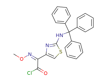 Molecular Structure of 76609-91-1 (4-Thiazoleacetyl chloride, a-(methoxyimino)-2-[(triphenylmethyl)amino]-,
(Z)-)