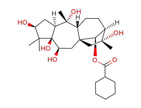 Molecular Structure of 84849-14-9 ((3beta,6beta)-3,5,6,10,16-pentahydroxygrayanotoxan-14-yl cyclohexanecarboxylate)