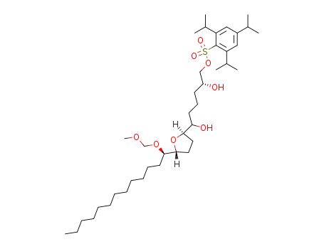 Molecular Structure of 251998-87-5 ((1''R,2'R,5'R,2R,6RS)-2,6-dihydroxy-6-(5'-(1''-(methoxymethoxy)tridecyl)tetrahydrofuran-2'-yl)hexyl 2,4,6-triisopropylbenzenesulfonate)
