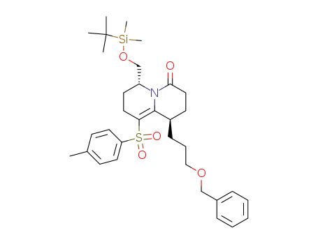 (1R,6R)-1-(3-Benzyloxy-propyl)-6-(tert-butyl-dimethyl-silanyloxymethyl)-9-(toluene-4-sulfonyl)-1,2,3,6,7,8-hexahydro-quinolizin-4-one