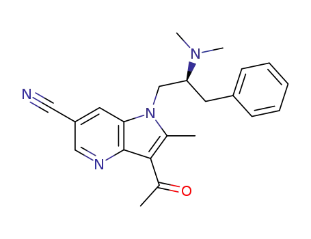 3-acetyl-1-<(S)-2-(N,N-dimethylamino)-3-phenylpropyl>-2-methylpyrrolo<3,2-b>pyridine-6-carbonitrile