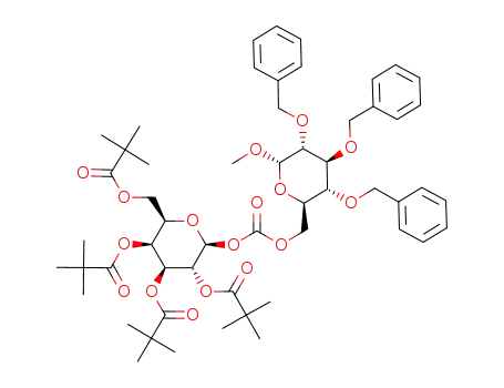 2,2-Dimethyl-propionic acid (2R,3S,4S,5R,6S)-3,5-bis-(2,2-dimethyl-propionyloxy)-2-(2,2-dimethyl-propionyloxymethyl)-6-((2R,3R,4S,5R,6S)-3,4,5-tris-benzyloxy-6-methoxy-tetrahydro-pyran-2-ylmethoxycarbonyloxy)-tetrahydro-pyran-4-yl ester