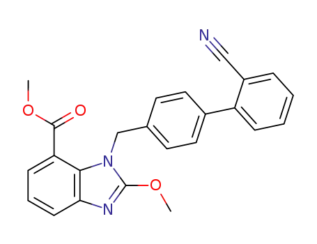 Molecular Structure of 139481-47-3 (3-(2'-Cyano-biphenyl-4-ylmethyl)-2-methoxy-3H-benzoimidazole-4-carboxylic acid methyl ester)