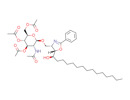 (1R,4'S,5'S)-1-<4'-(2''-acetamido-3'',4'',6''-tri-O-acetyl-2''-deoxy-β-D-glucopyranosyl)oxymethyl-2'-phenyl-4',5'-dihydrooxazol-5'-yl>pentadecan-1-ol