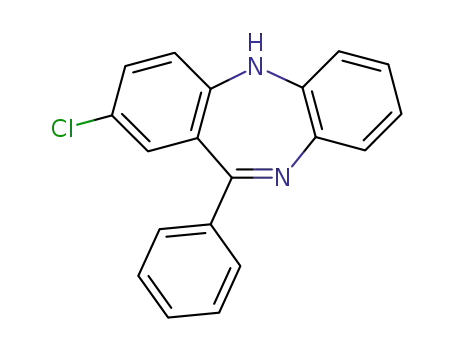 Molecular Structure of 32047-75-9 (2-chloro-11-phenyl-5H-dibenzo[b,e][1,4]diazepine)