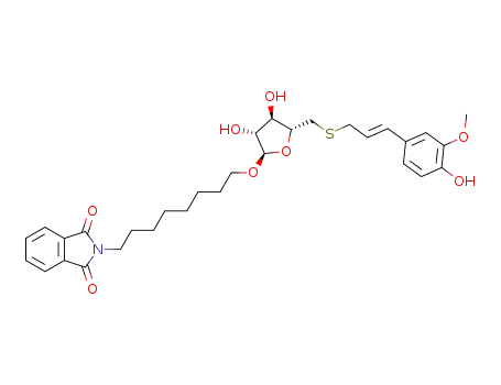 Molecular Structure of 290820-50-7 (8'-phthalimidooctyl 5-deoxy-5-thio-(E-4-hydroxy-3-methoxycinnamyl)-α-L-arabinofuranoside)
