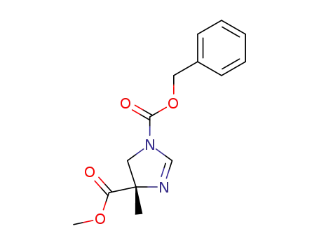 Molecular Structure of 190393-74-9 (1H-Imidazole-1,4-dicarboxylic acid, 4,5-dihydro-4-methyl-, 4-methyl
1-(phenylmethyl) ester, (4S)-)