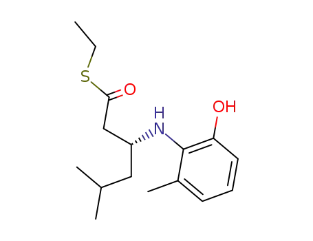 Hexanethioic acid, 3-[(2-hydroxy-6-methylphenyl)amino]-5-methyl-,
S-ethyl ester, (3R)-